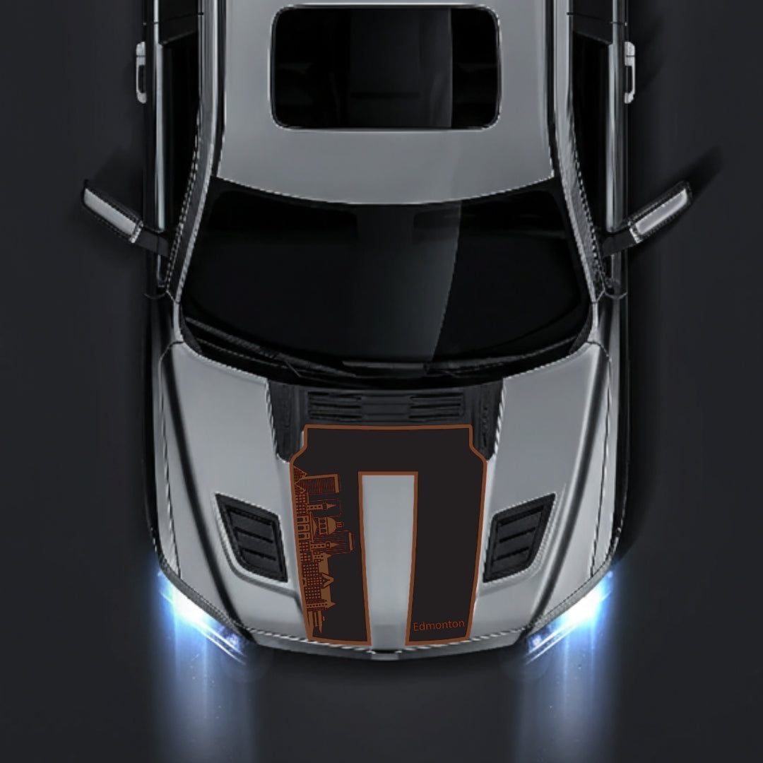 Hood Panel Decal/Sticker - Edmonton Skyline - Border Graphic Kit - For Dodge RAM 1500 2019-2025 - Premium Vinyl