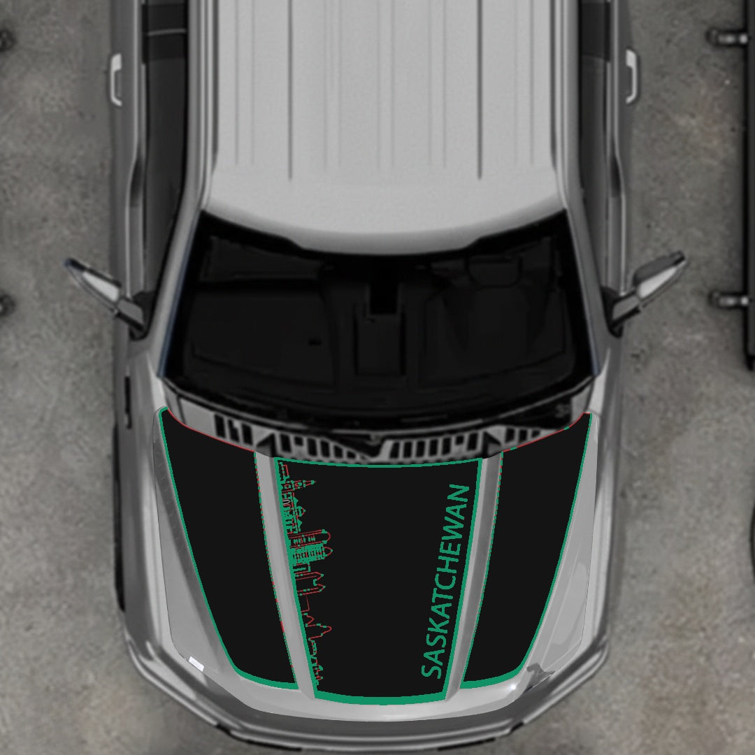 Hood Panel Decal/Sticker - Saskatchewan Skyline - Border Graphic Kit - For Ford F-150 2020-2026 - Premium Vinyl