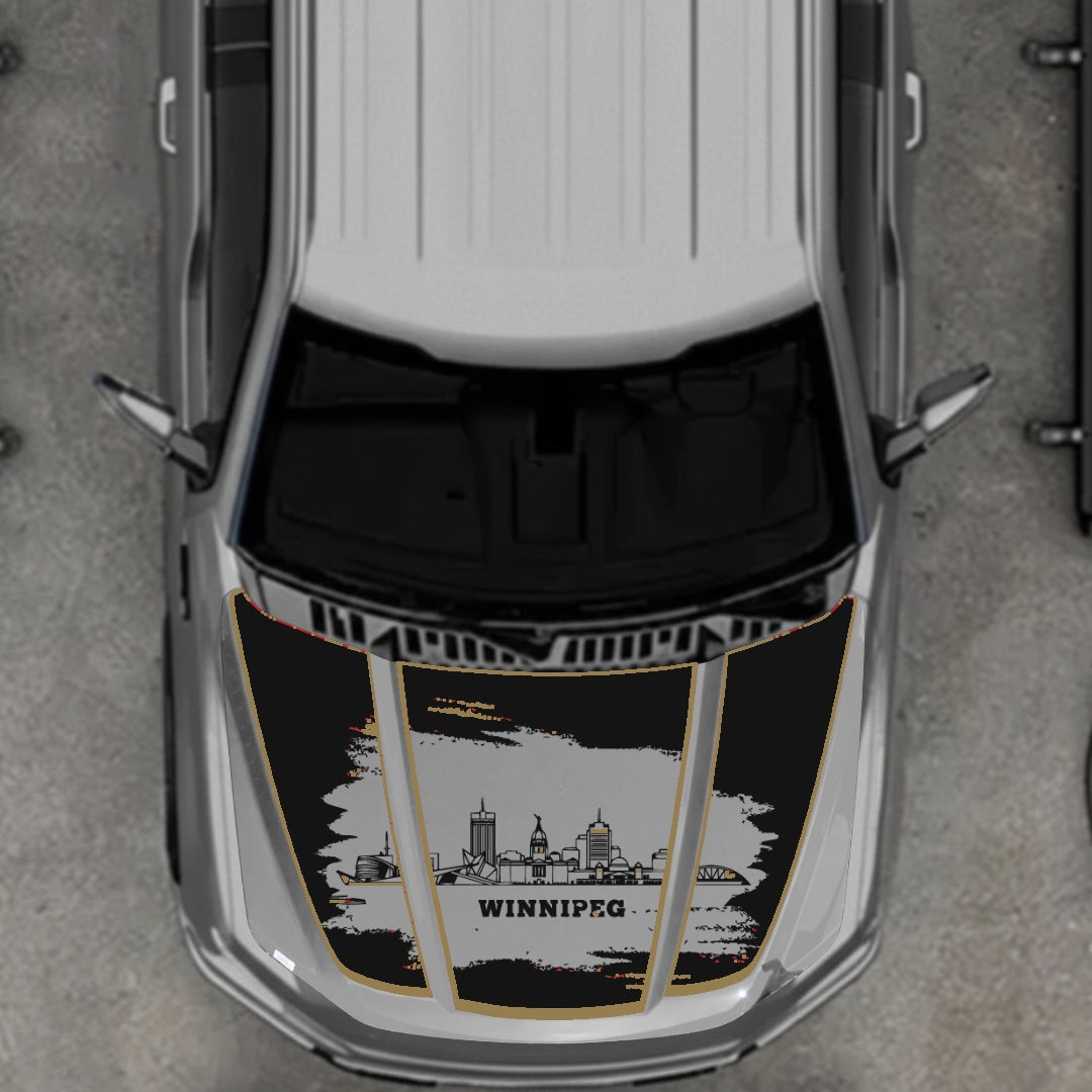 Hood Panel Decal/Sticker - Winnipeg - Cut - Border Graphic Kit - For Ford F-150 2020-2026 - Premium Vinyl