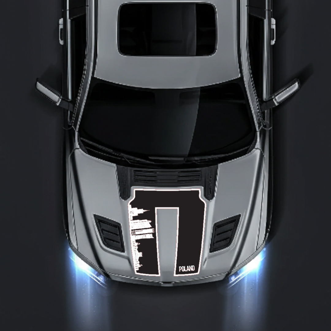 Hood Panel Decal/Sticker - Poland Skyline - Border Graphic Kit - For Dodge RAM 1500 2019-2025 - Premium Vinyl