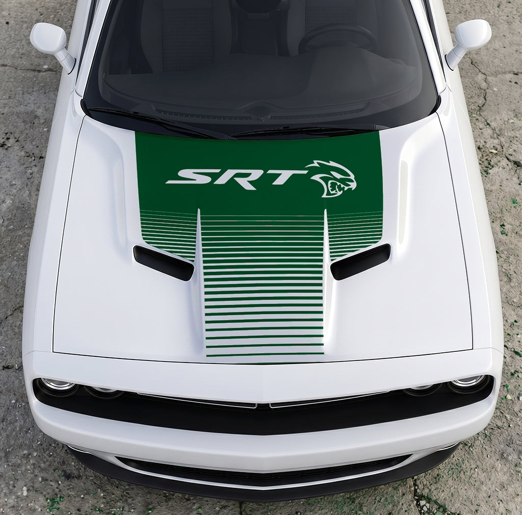 Hood Panel Decal/Sticker - Dodge Challenger SRT Hellcat Edition - Speed Fade Gradient Graphic Kit - For Dodge Challenger 2015-2024 - Premium Vinyl