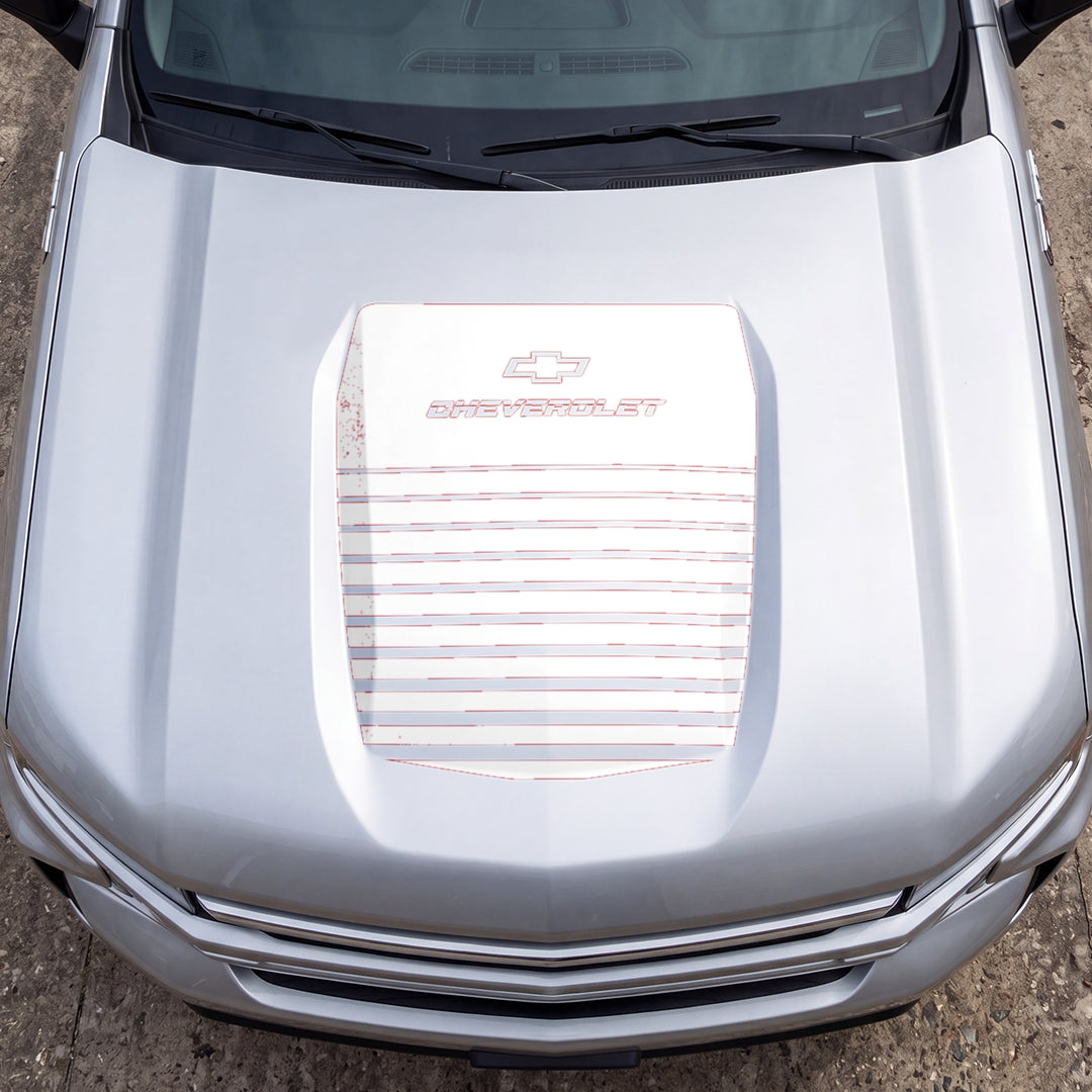 Hood Panel Decal/Sticker - Solid Wavy Graphic Decal Graphic Kit - For Chevrolet Silverado 2019-2024 - Premium Vinyl