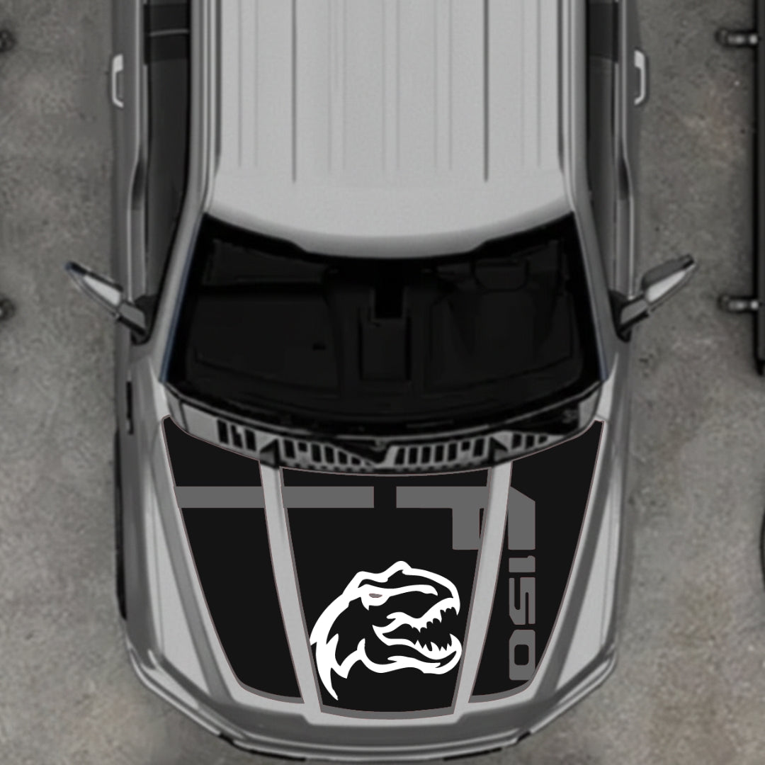 Hood Panel Decal/Sticker - Rex Style 3 - Border Graphic Kit - For Ford F-150 2020-2026 - Premium Vinyl