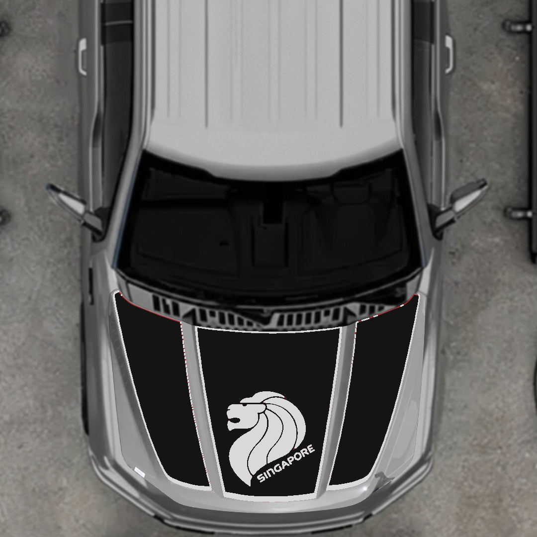 Hood Panel Decal/Sticker - Singapore - Border Graphic Kit - For Ford F-150 2020-2026 - Premium Vinyl