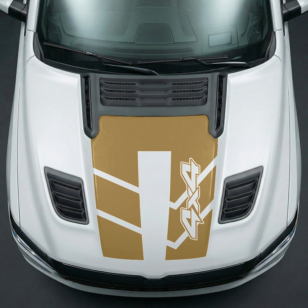 Hood Panel Decal/Sticker - Bold 4x4 Geometric Chevron Graphic Kit - For Dodge Ram 2019-2025 - Premium Vinyl
