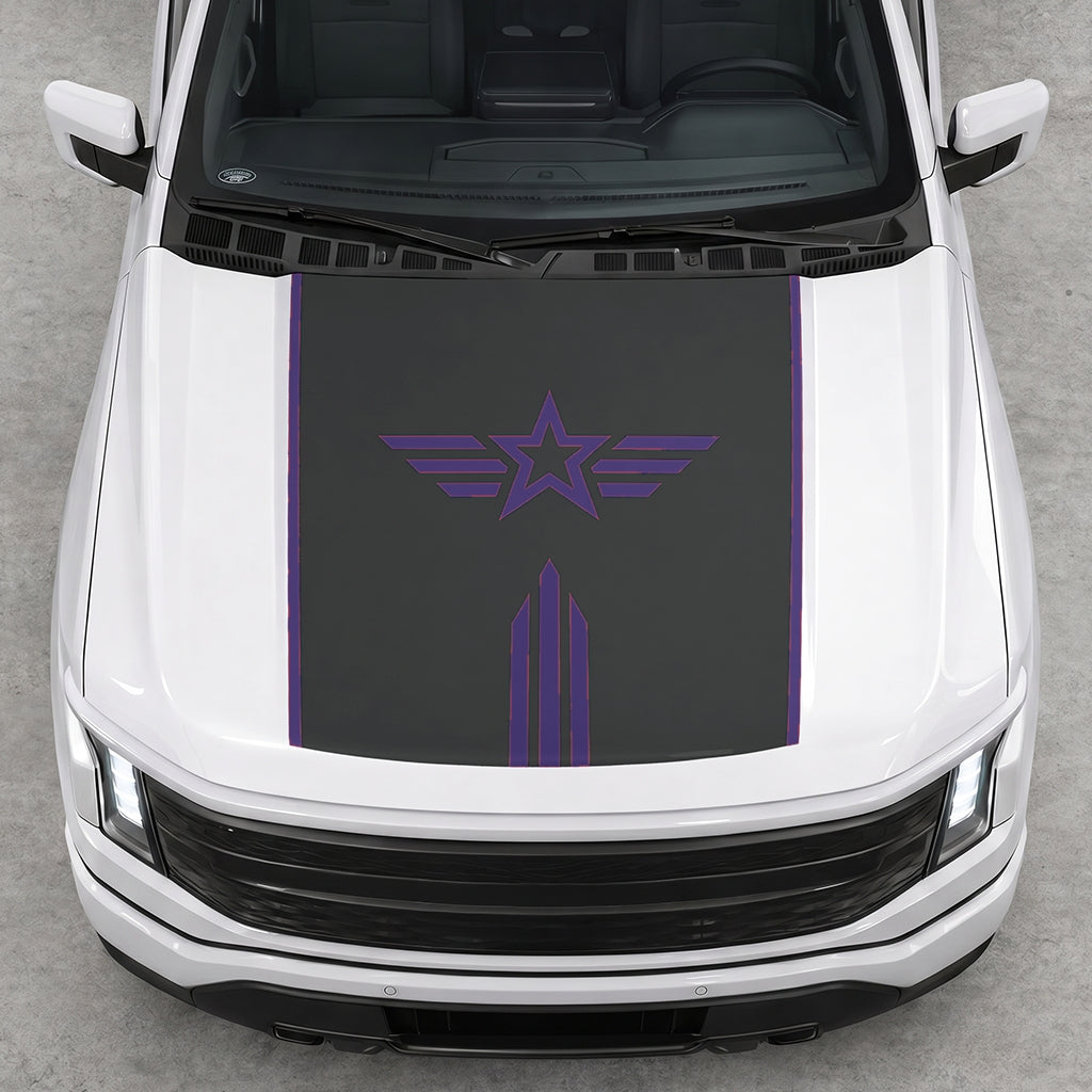 Hood Panel Decal/Sticker - Winged Star Graphic Decal Graphic Kit - For Ford F-150 2015-2020 - Premium Vinyl
