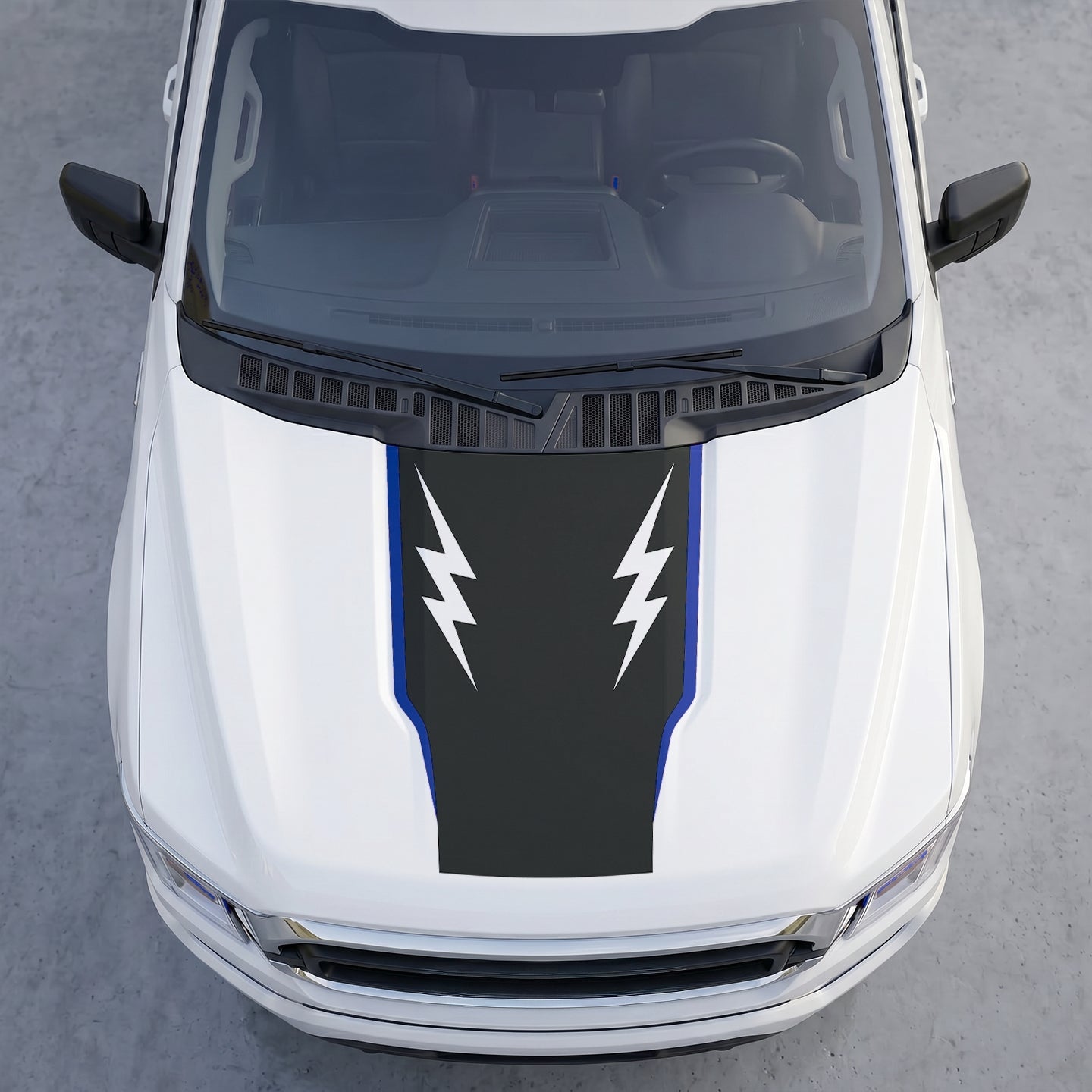 Hood Panel Decal/Sticker - Twin Lightning Bolts Hood Decal – Dual Side Lightning Strike Graphics Graphic Kit - For Ford F-150 F150 2015-2020 - Premium Vinyl