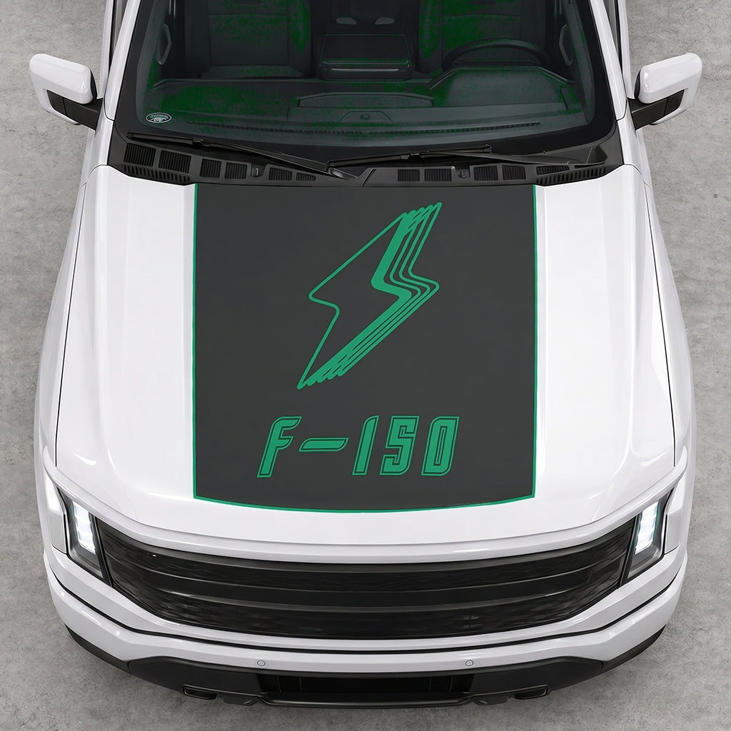 Hood Panel Decal/Sticker - Bordered Electric F150 Graphic Decal Graphic Kit - For FORD F-150 2015-2020 - Premium Vinyl