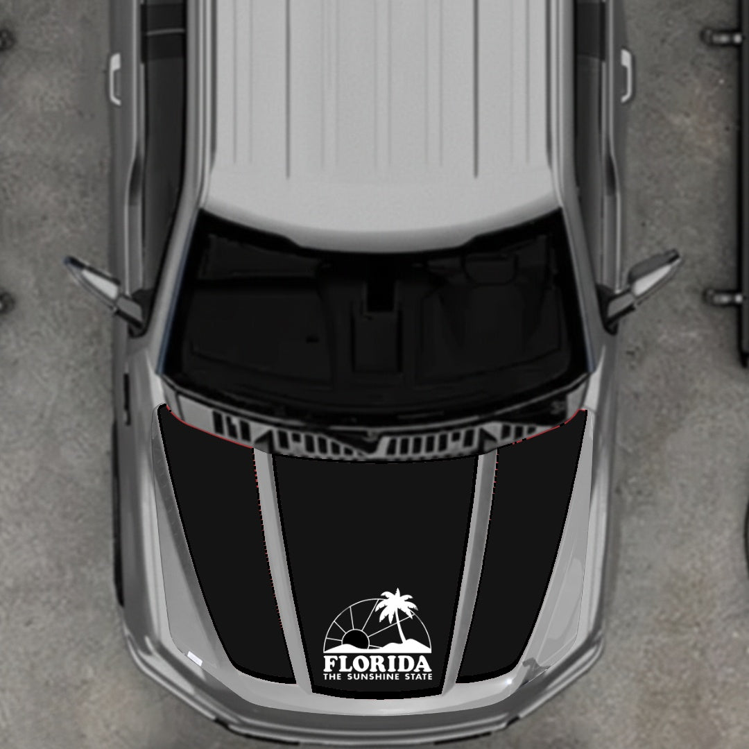 Hood Panel Decal/Sticker - Flordia - Cut - Border Graphic Kit - For Ford F-150 2020-2026 - Premium Vinyl