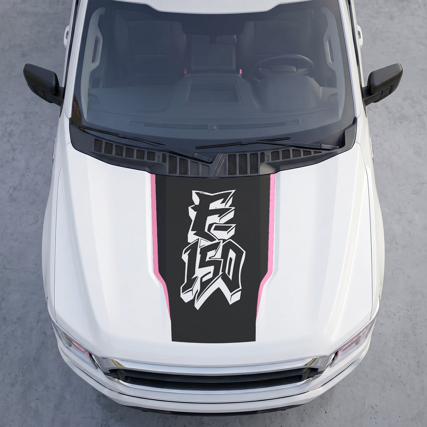 Hood Panel Decal/Sticker - Street Style Graffiti Hood Decal – Matte Black Wrap with 3D Urban Font Graphic Kit - For Ford F-150 F150 2015-2020 - Premium Vinyl