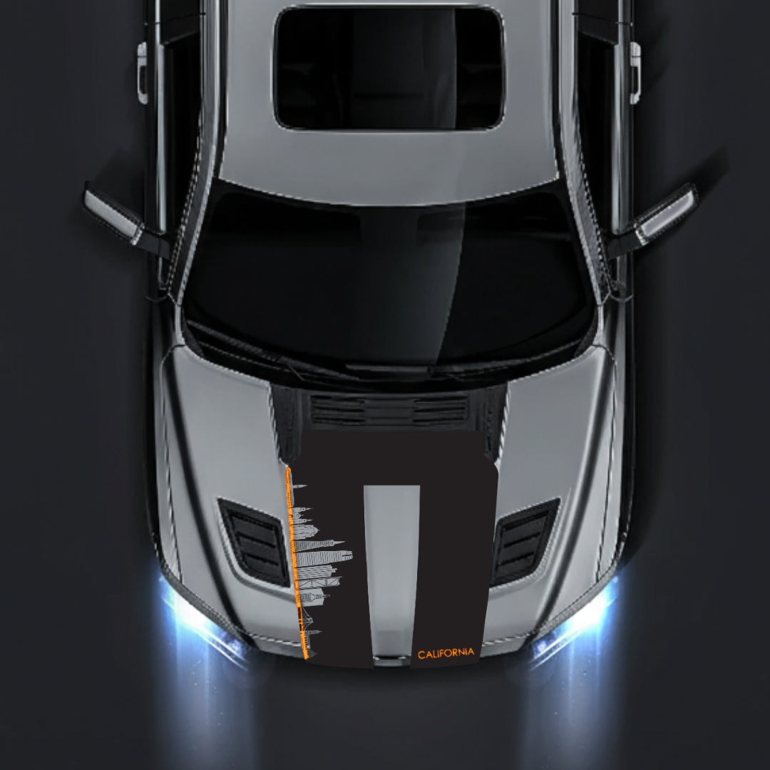 Hood Panel Decal/Sticker - California Skyline - Cut - Border Graphic Kit - For Dodge RAM 1500 2019-2025 - Premium Vinyl