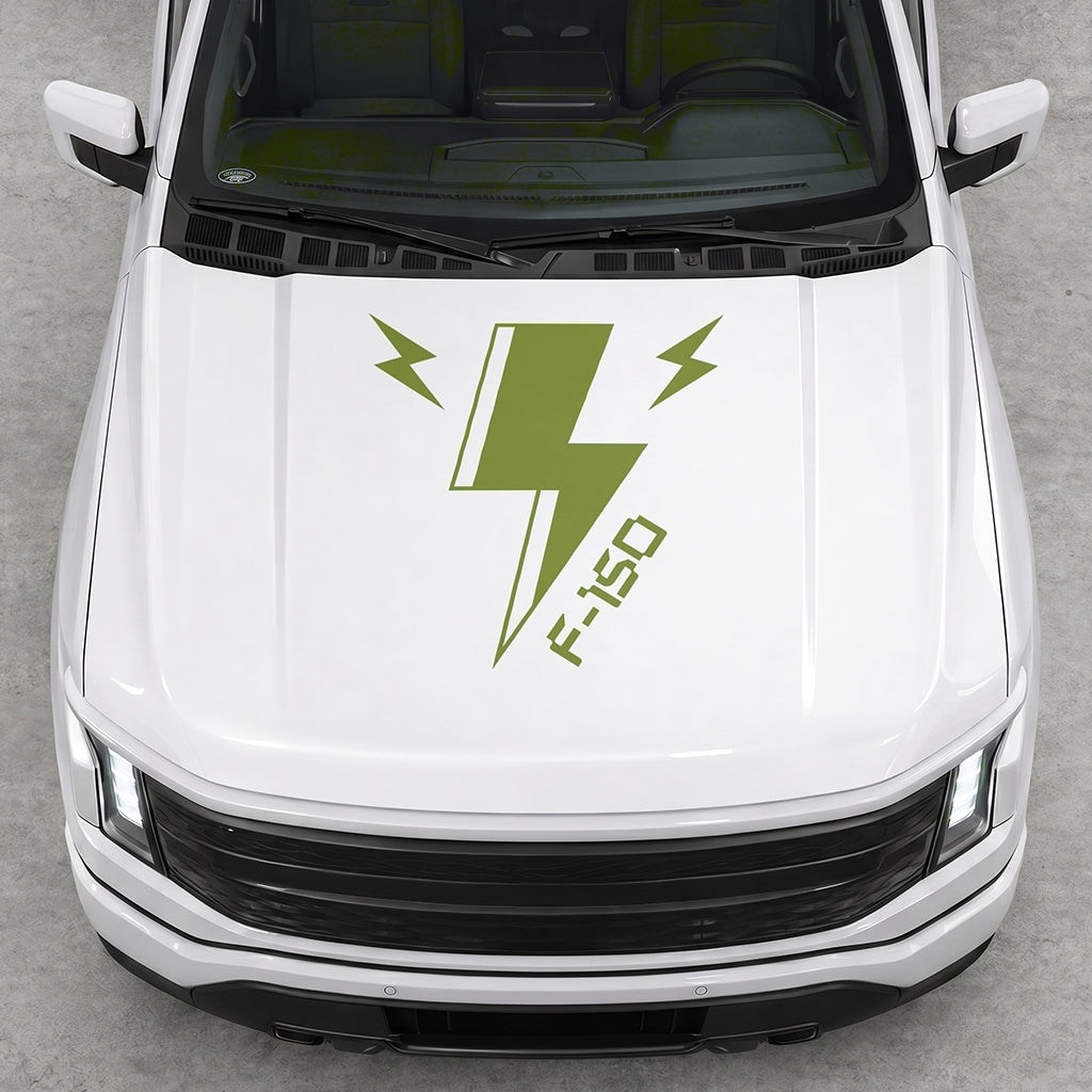 Hood Panel Decal/Sticker - Cut Triple Electric Graphic Decal Graphic Kit - For FORD F-150 2015-2020 - Premium Vinyl