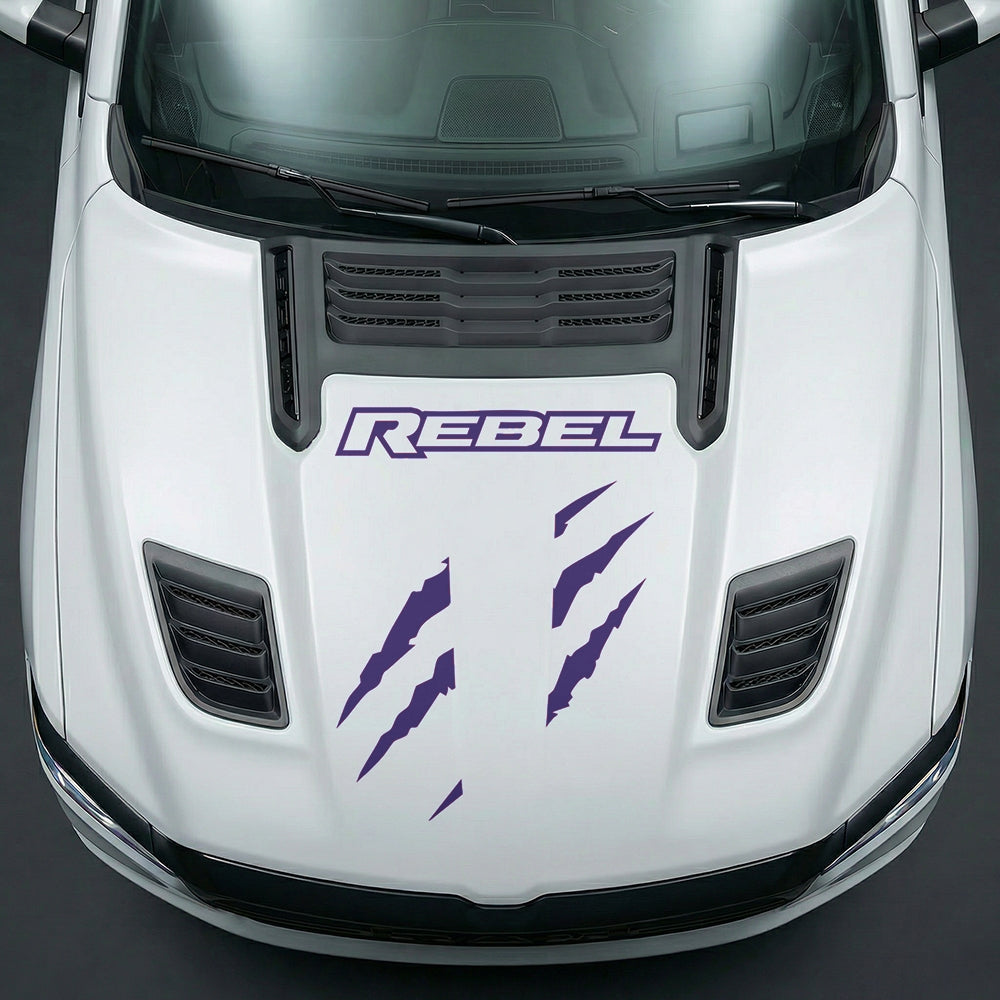 Hood Panel Decal/Sticker - Fierce REBEL Monster Slash - Cut Graphic Kit - For Dodge Ram 2019-2025 - Premium Vinyl