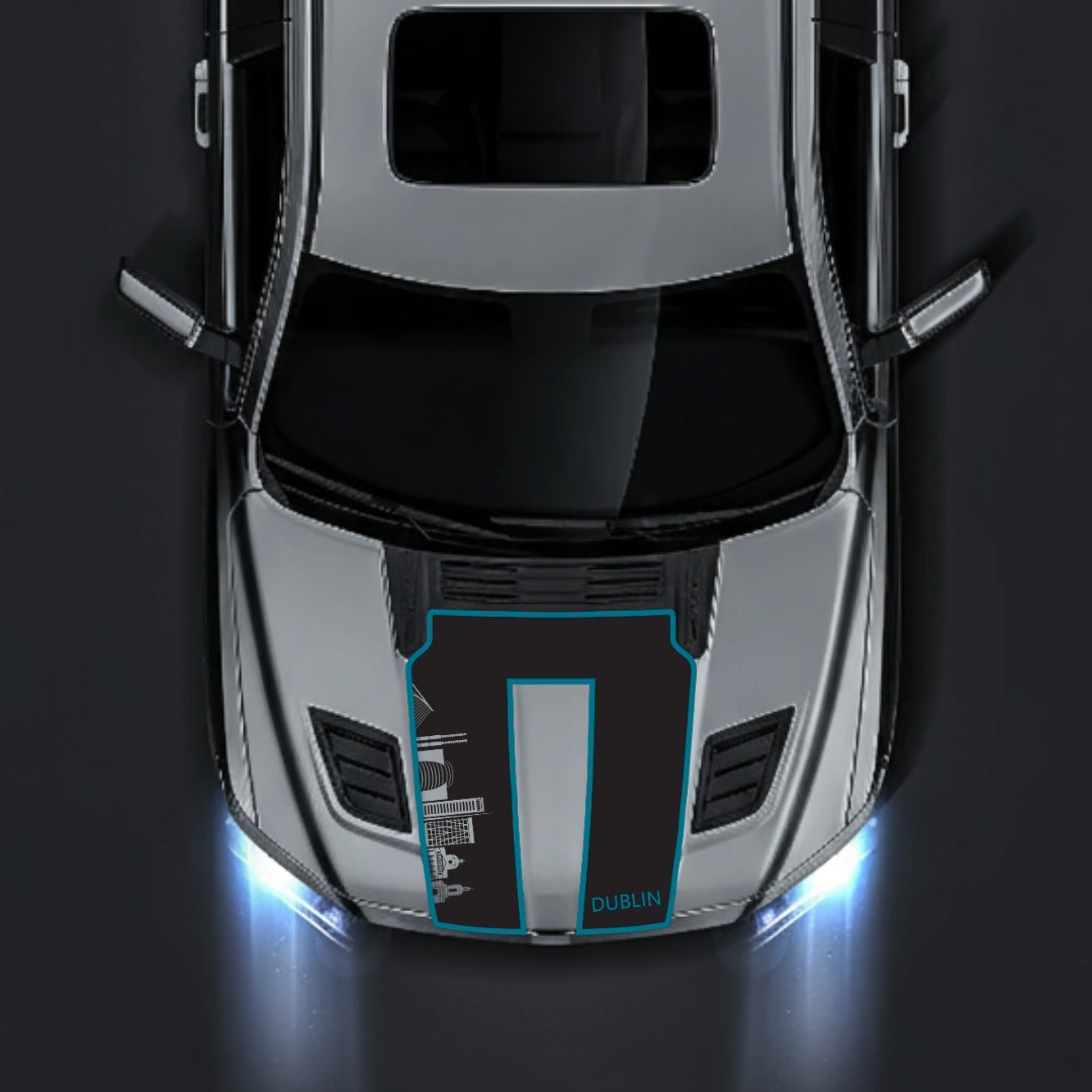 Performance Hood Panel Decal/Sticker - Dublin Skyline - Cut - Border Graphic Kit - For Dodge RAM 1500 2019-2025 - Premium Vinyl