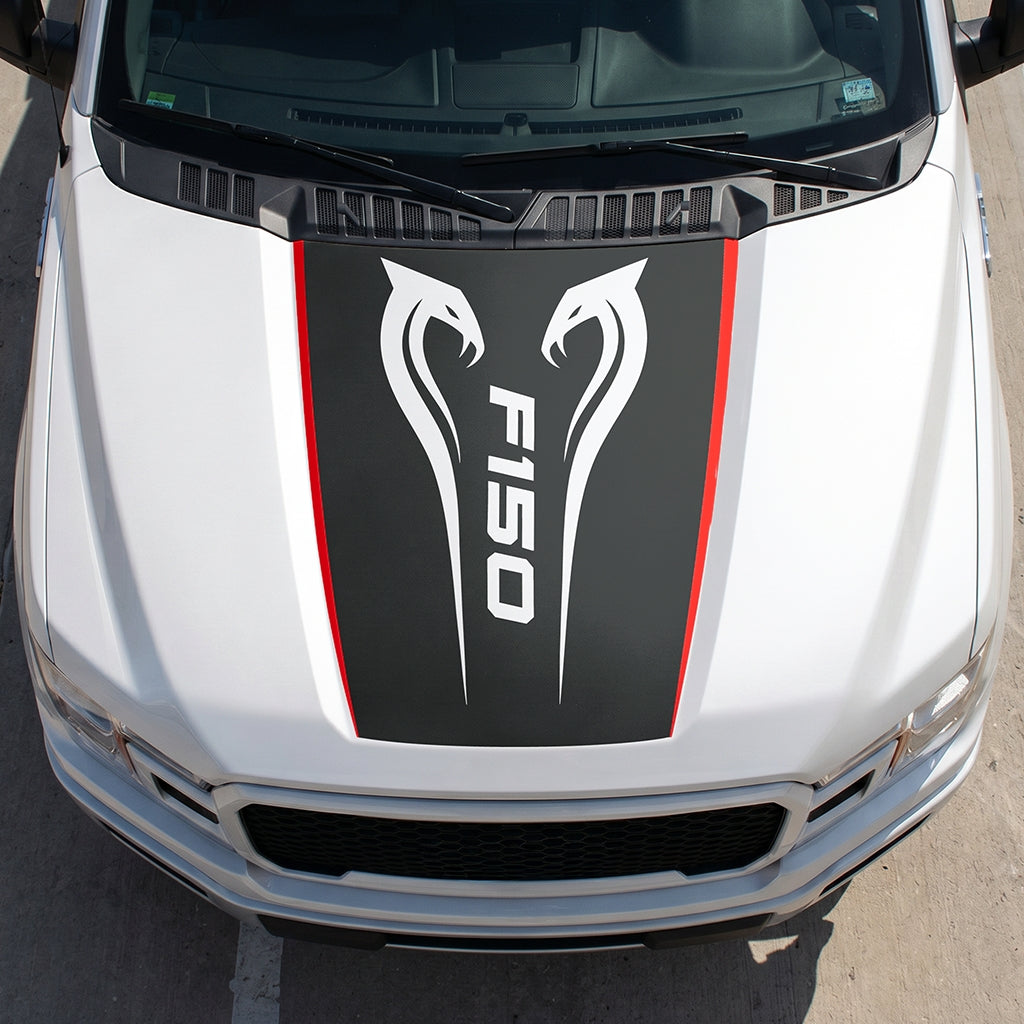 Hood Panel Decal/Sticker - Twin Cobra Graphic Decal Graphic Kit - For Ford F-150 2015-2020 - Premium Vinyl
