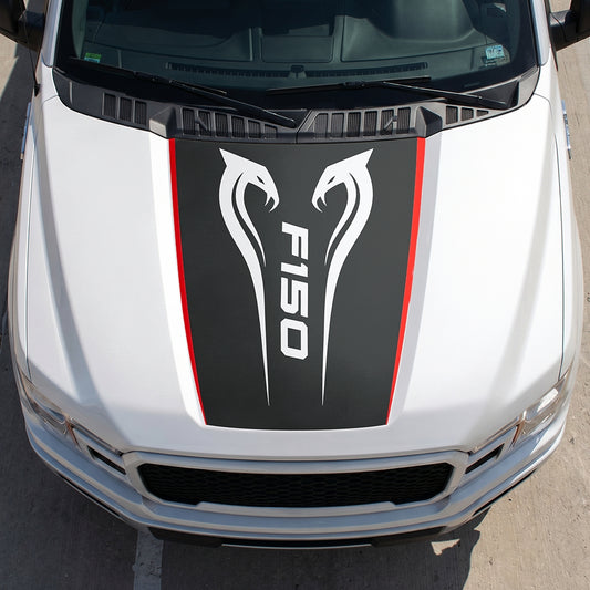 Hood Panel Decal/Sticker - Twin Cobra Graphic Decal Graphic Kit - For Ford F-150 2015-2020 - Premium Vinyl