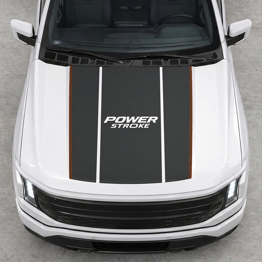 Hood Panel Decal/Sticker - Power Stroke Graphic Decal Graphic Kit - For Ford F-150 2015-2020 - Premium Vinyl