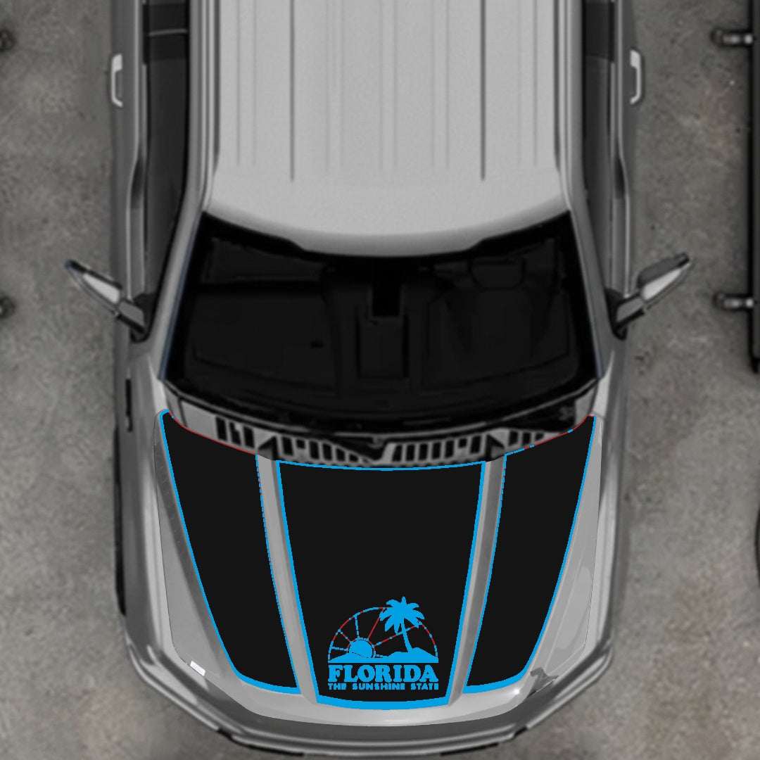 Hood Panel Decal/Sticker - Flordia - Border Graphic Kit - For Ford F-150 2020-2026 - Premium Vinyl