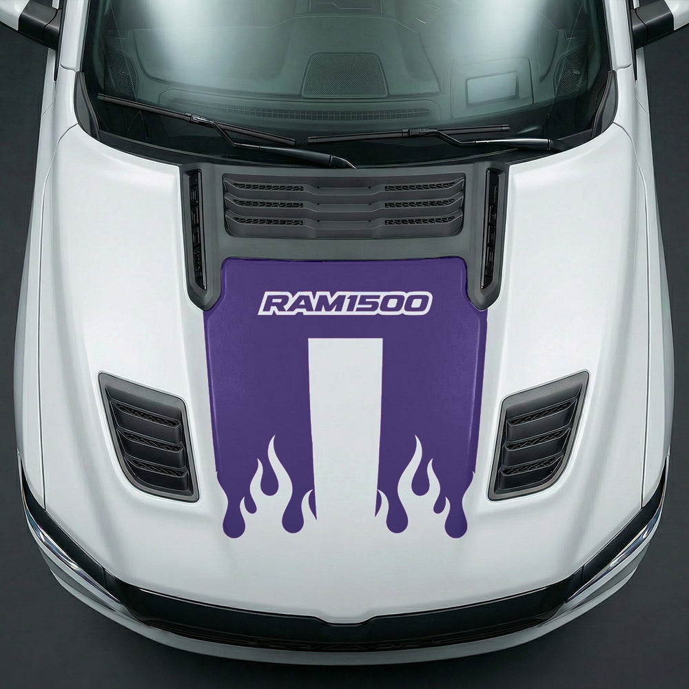 Hood Panel Decal/Sticker - RAM 1500 Flaming U-Shape Graphic Kit - For Dodge Ram 2019-2025 - Premium Vinyl
