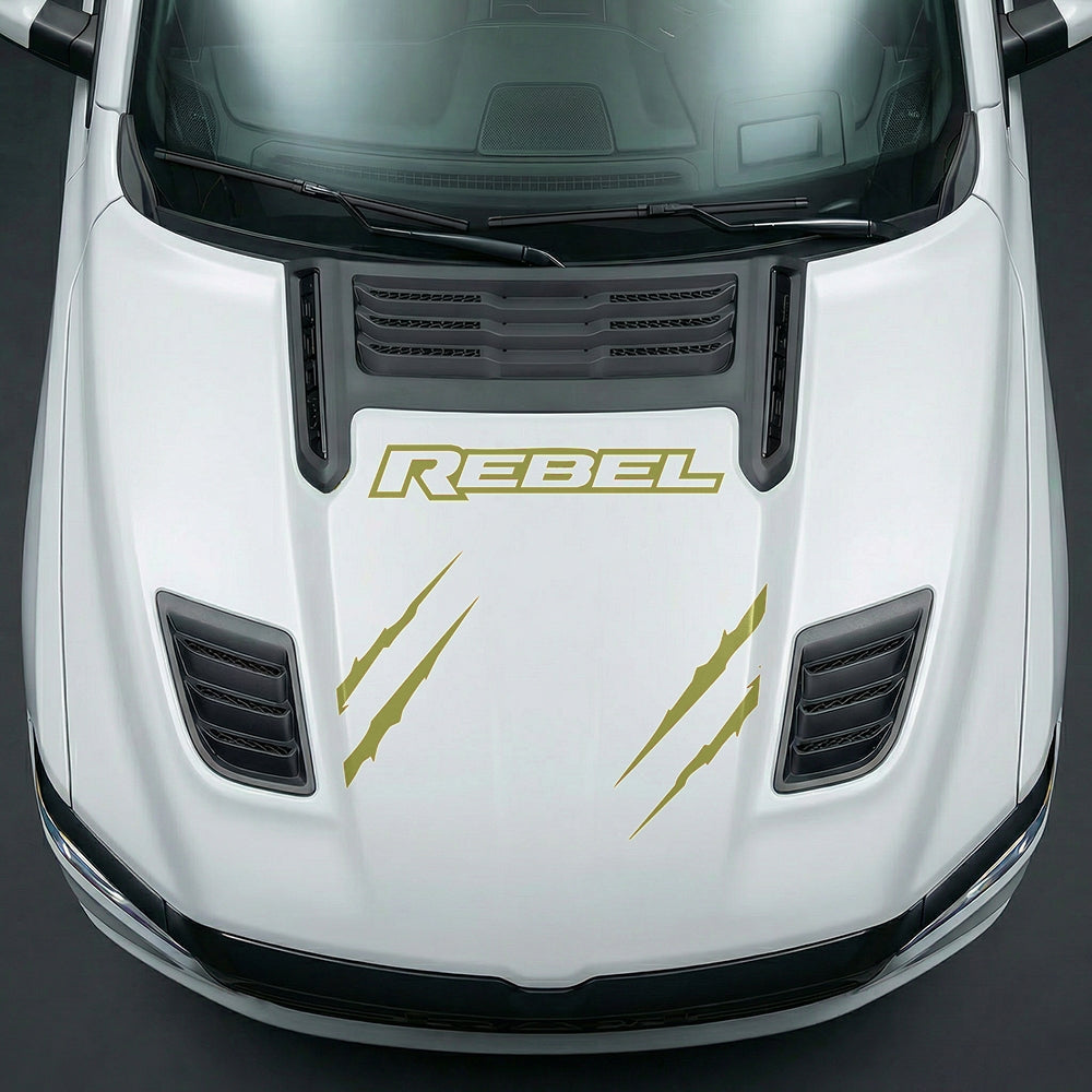 Hood Panel Decal/Sticker - Dodge RAM Rebel Claw Scratch U-Shape Stripe - Cut Graphic Kit - For Dodge Ram 2019-2025 - Premium Vinyl