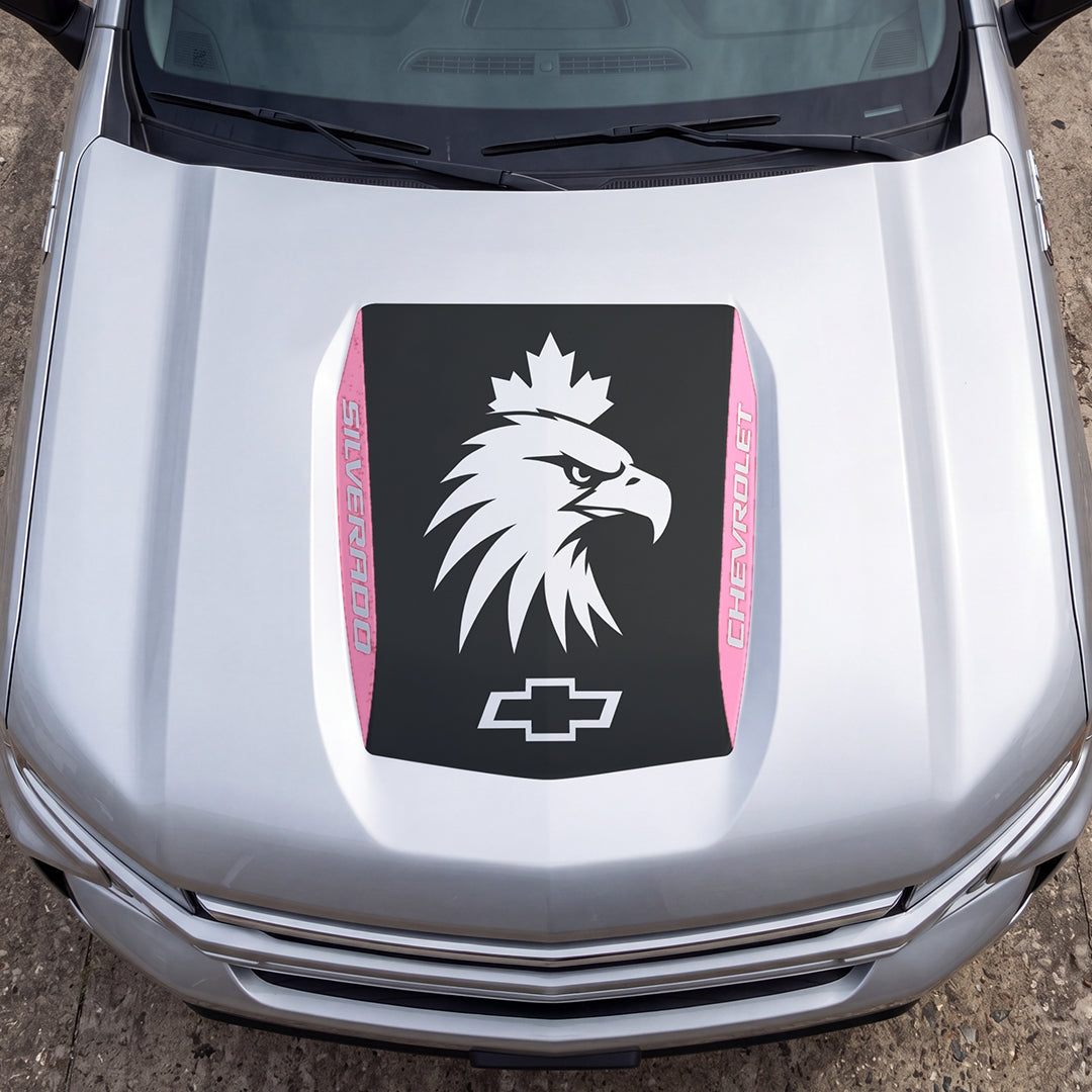 Hood Panel Decal/Sticker - Eagle Head with Maple Graphic Decal Graphic Kit - For Chevrolet Silverado 2019-2024 - Premium Vinyl