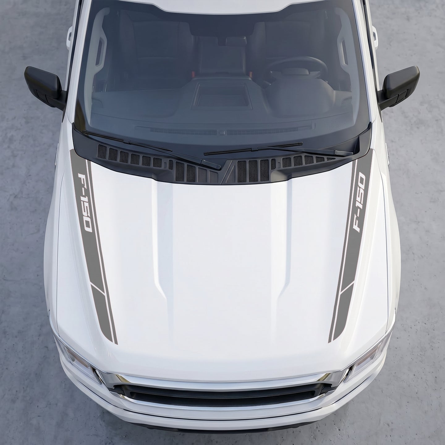 Hood Panel Decal/Sticker - Angled Cowl Accent Stripes – Dual Side Hood Edge Vinyl Decals Graphic Kit - For Ford F-150 F150 2015-2020 - Premium Vinyl