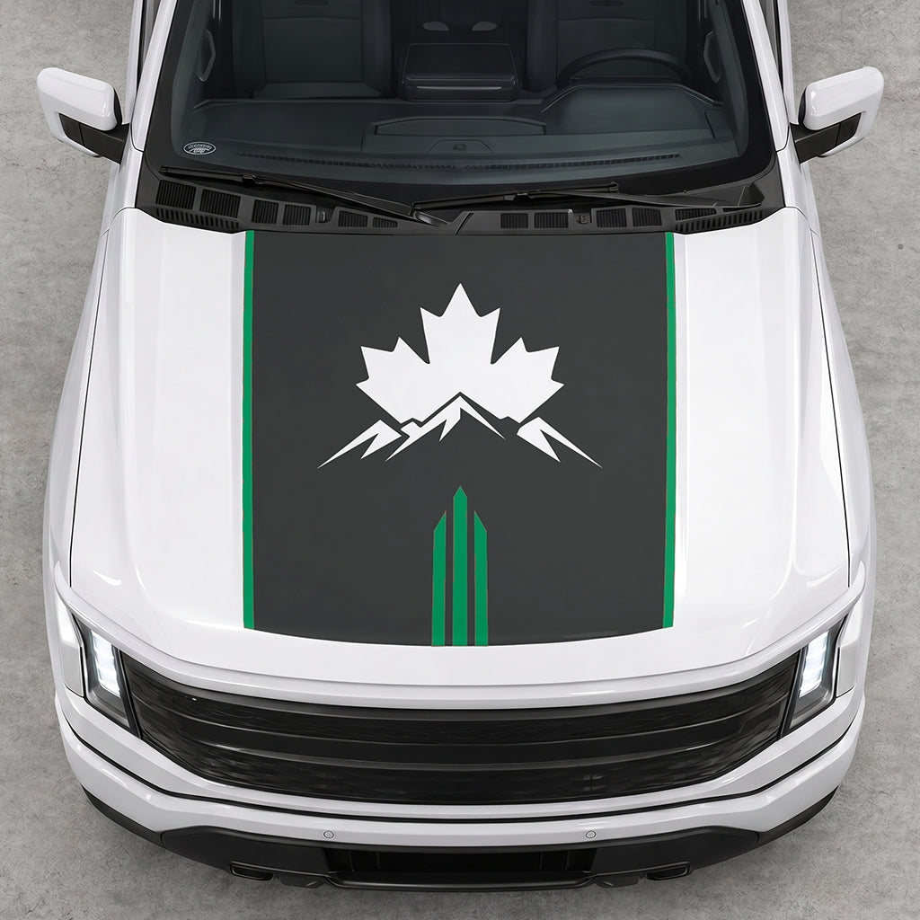 Hood Panel Decal/Sticker - Maple and Mountain Graphic Decal Graphic Kit - For Ford F-150 2015-2020 - Premium Vinyl