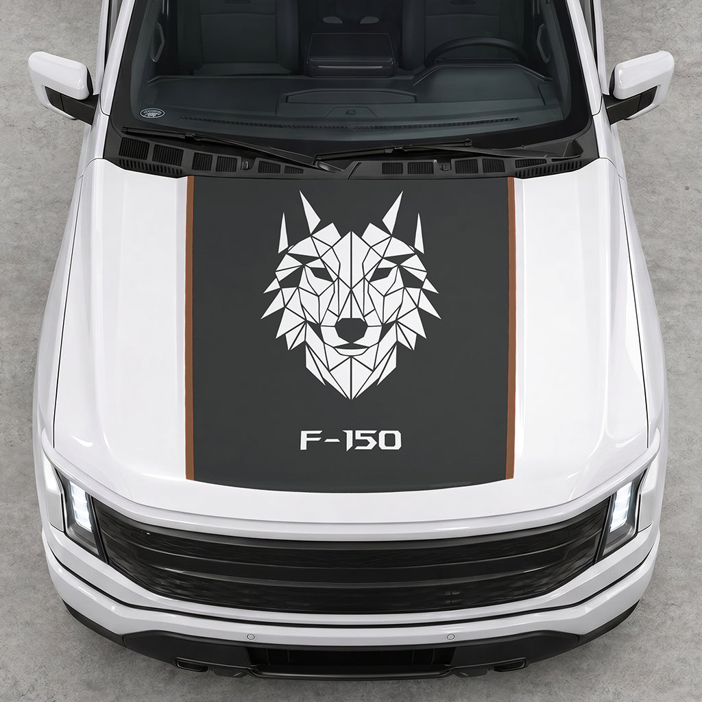 Hood Panel Decal/Sticker - Wolf Head Graphic Decal Graphic Kit - For Ford F-150 2015-2020 - Premium Vinyl