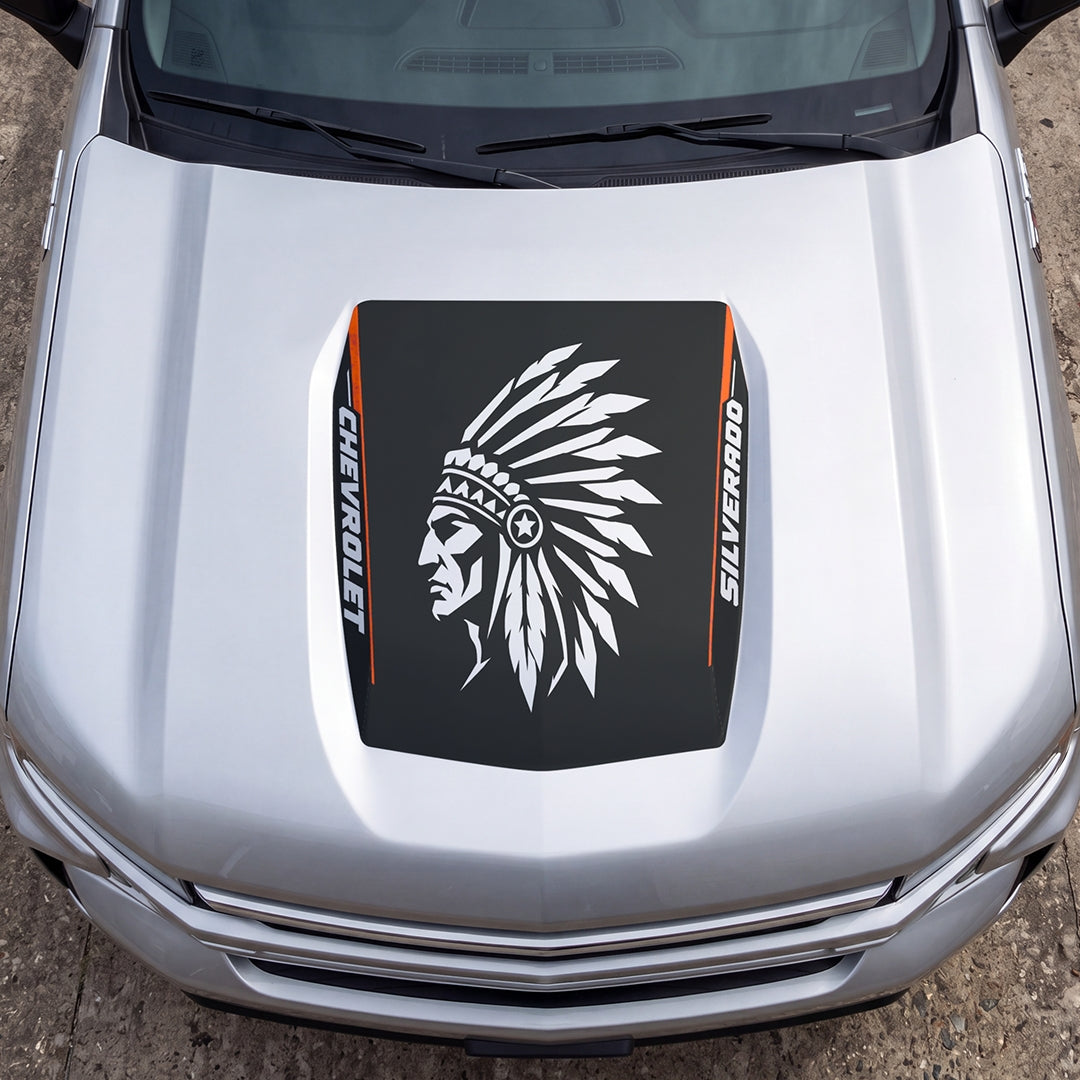 Hood Panel Decal/Sticker - Red Skin Graphic Decal Graphic Kit - For Chevrolet Silverado 2019-2024 - Premium Vinyl