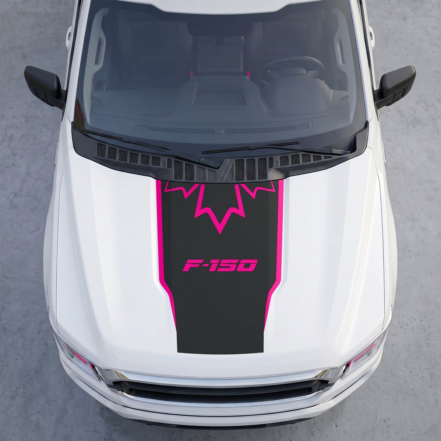 Hood Panel Decal/Sticker - Stealth Maple Leaf Crest Hood Decal – Top-Border Outline Vinyl Wrap Graphic Kit - For Ford F-150 F150 2015-2020 - Premium Vinyl