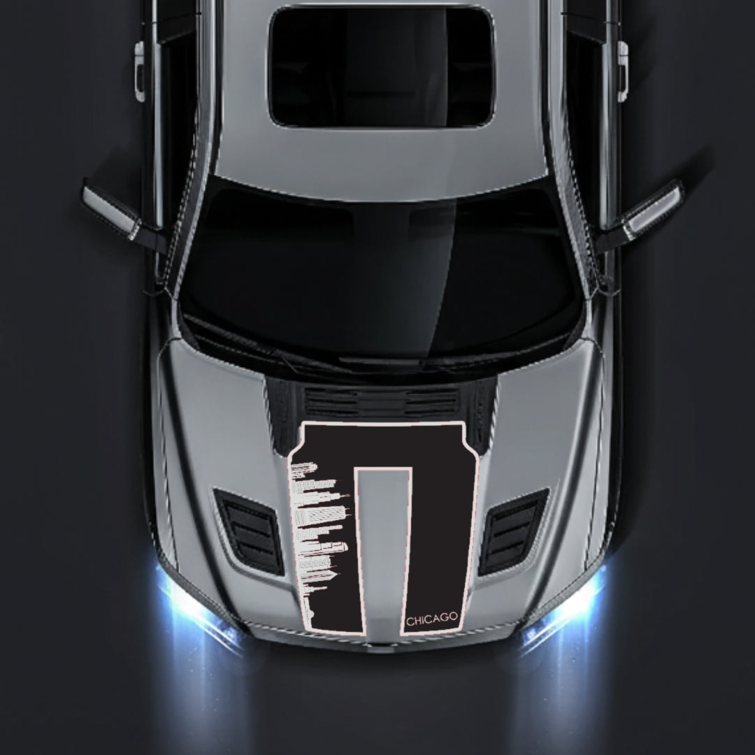 Hood Panel Decal/Sticker - Chicago Skyline - Border Graphic Kit - For Dodge RAM 1500 2019-2025 - Premium Vinyl