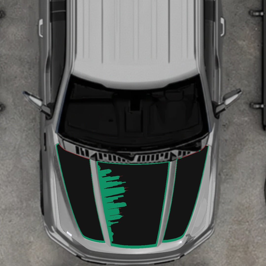 Hood Panel Decal/Sticker - Dubai - Border Graphic Kit - For Ford F-150 2020-2026 - Premium Vinyl