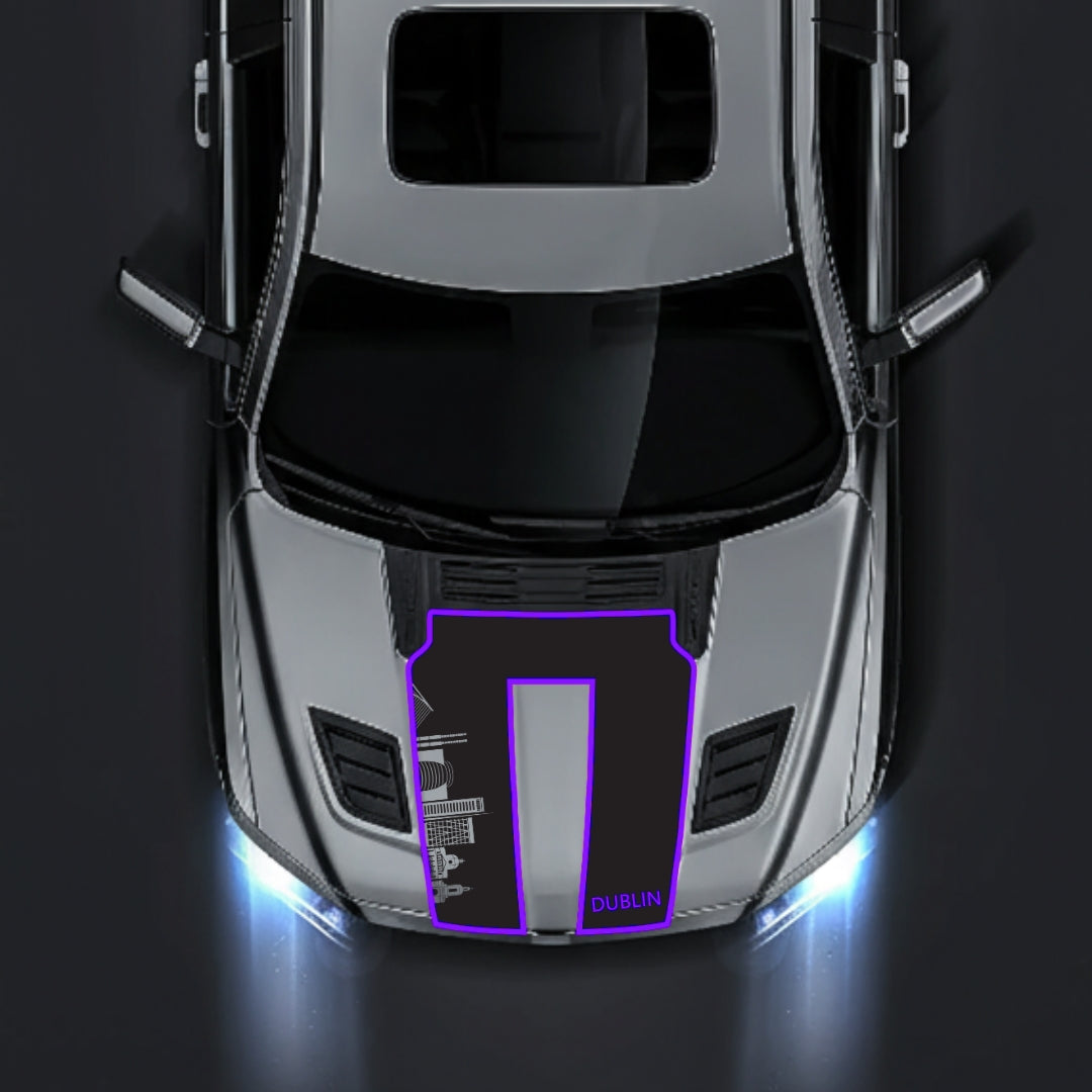 Performance Hood Panel Decal/Sticker - Dublin Skyline - Cut - Border Graphic Kit - For Dodge RAM 1500 2019-2025 - Premium Vinyl