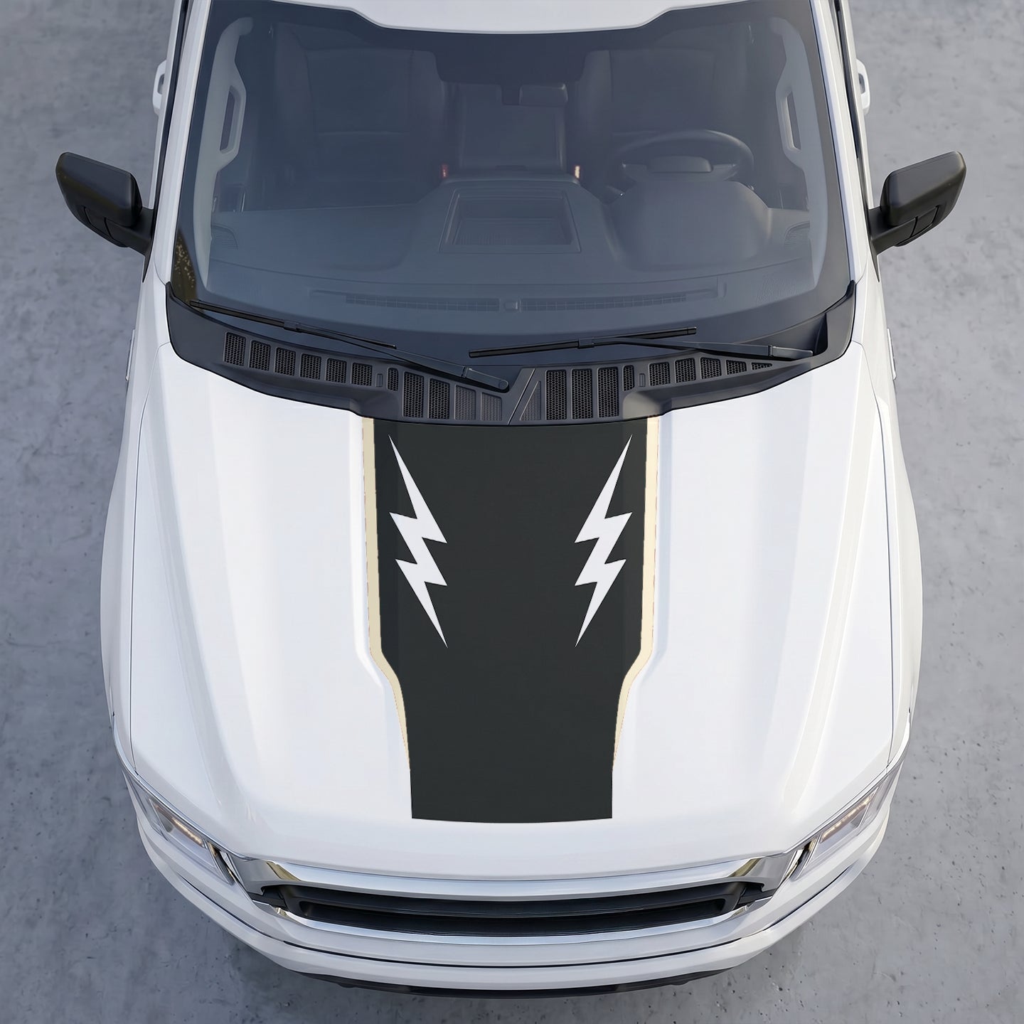 Hood Panel Decal/Sticker - Twin Lightning Bolts Hood Decal – Dual Side Lightning Strike Graphics Graphic Kit - For Ford F-150 F150 2015-2020 - Premium Vinyl
