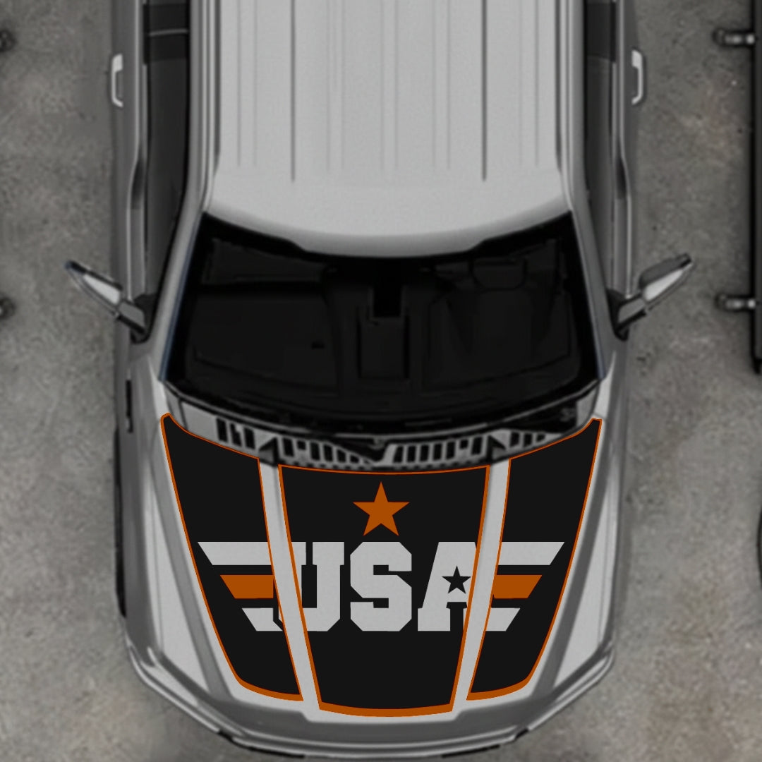 Hood Panel Decal/Sticker - USA Style 6 Graphic Kit - For Ford F-150 2020-2026 - Premium Vinyl