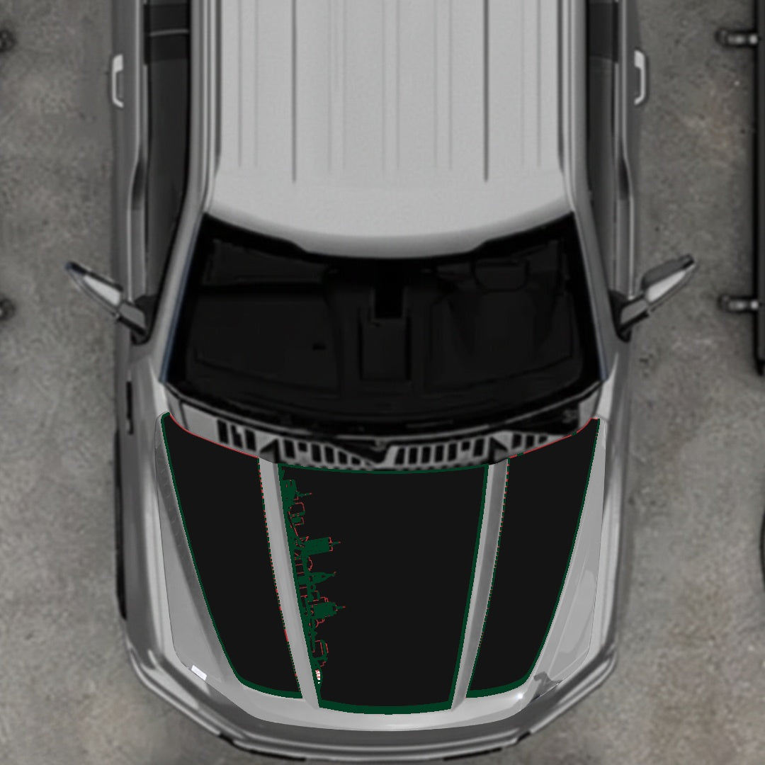 Hood Panel Decal/Sticker - Winnipeg Skyline - Border Graphic Kit - For Ford F-150 2020-2026 - Premium Vinyl