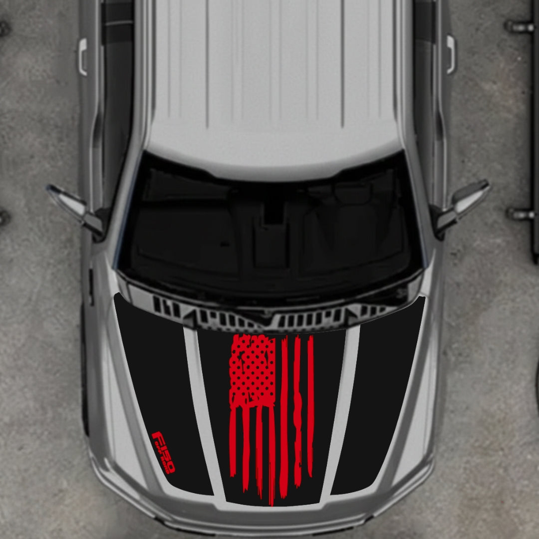 Hood Panel Decal/Sticker - USA Style 13 Graphic Kit - For Ford F-150 2020-2026 - Premium Vinyl