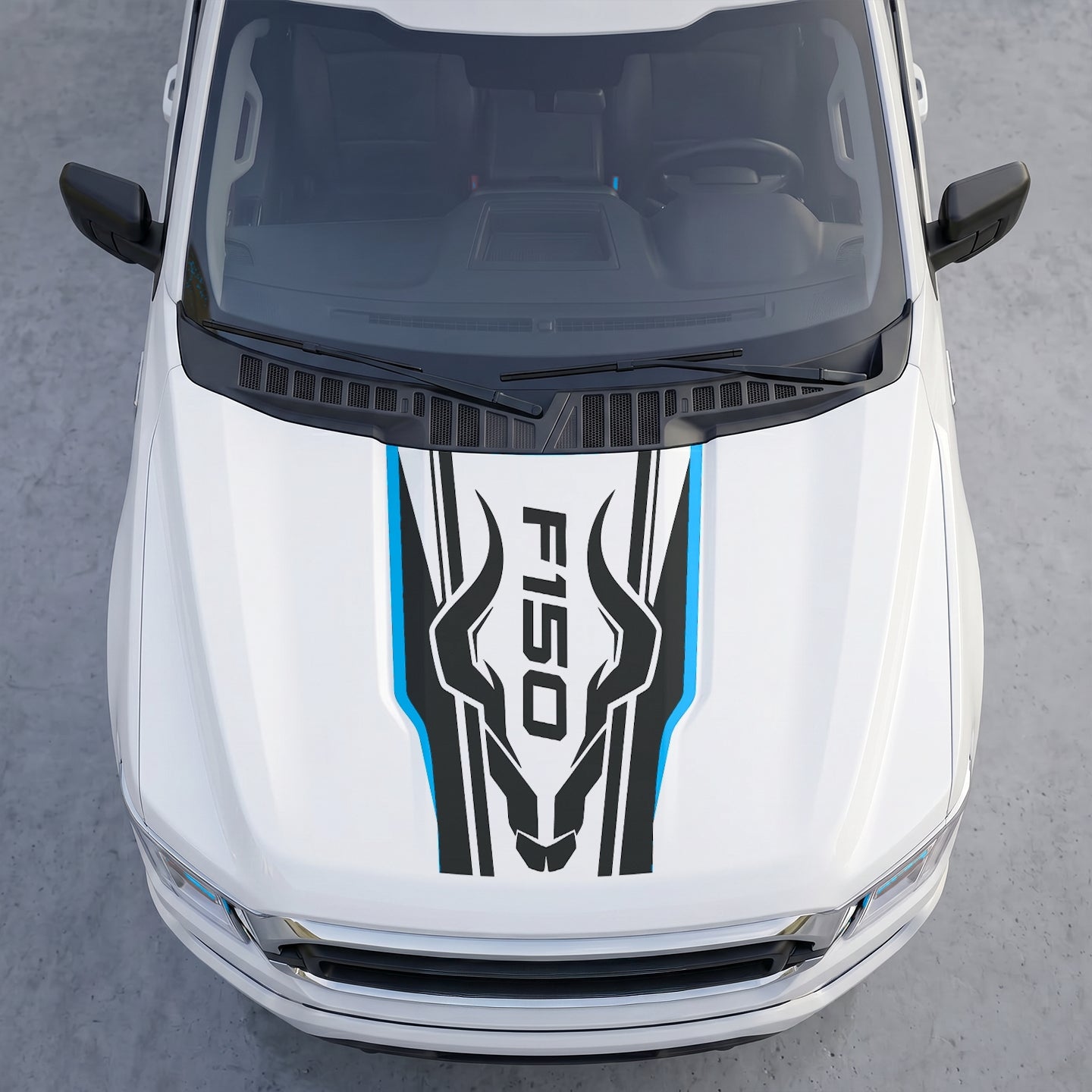 Hood Panel Decal/Sticker - Ram Horns Aggressive Hood Decal – Tribal Longhorn Graphic Vinyl Sticker Graphic Kit - For Ford F-150 F150 2015-2020 - Premium Vinyl