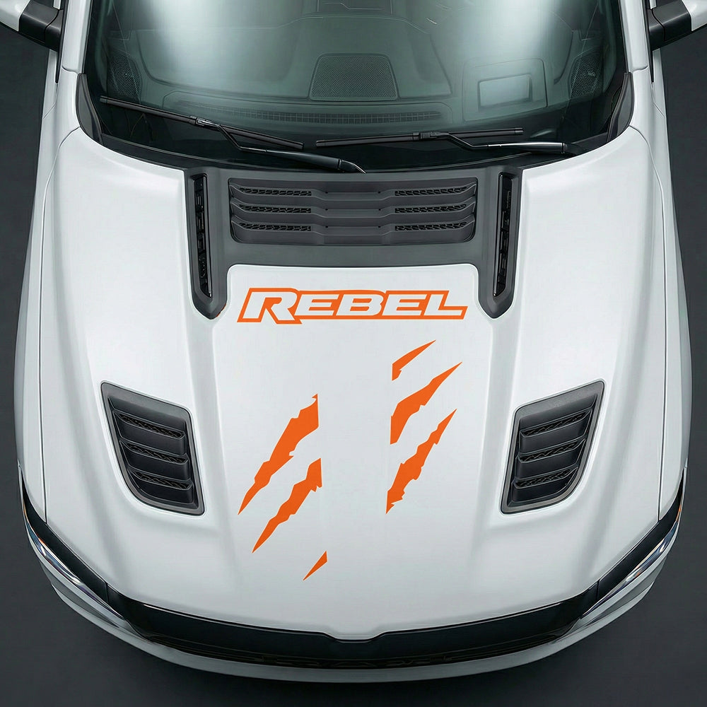 Hood Panel Decal/Sticker - Fierce REBEL Monster Slash - Cut Graphic Kit - For Dodge Ram 2019-2025 - Premium Vinyl