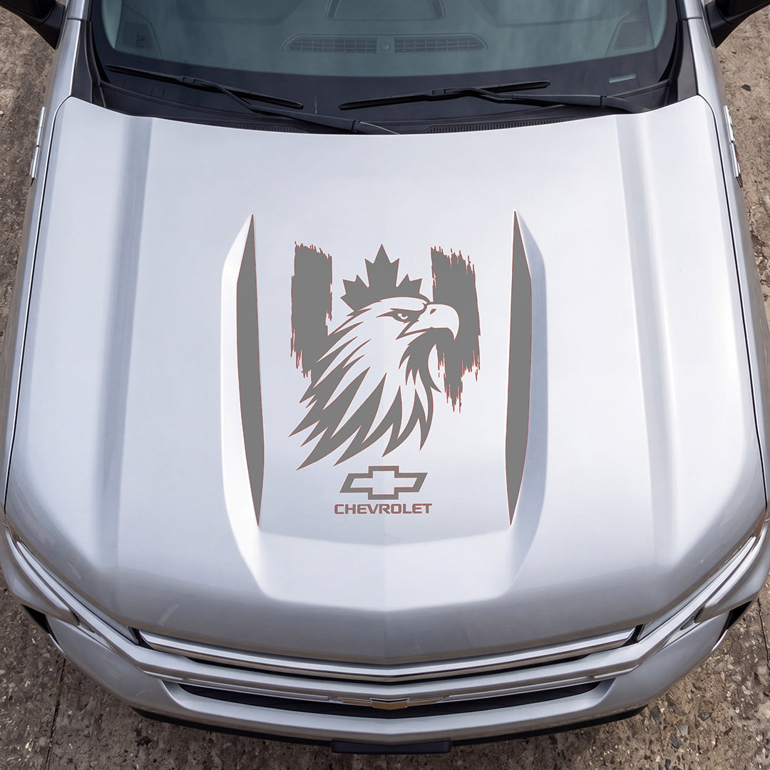 Hood Panel Decal/Sticker - Proud Canadaian Eagle Head Graphic Decal Graphic Kit - For Chevrolet Silverado 2019-2024 - Premium Vinyl