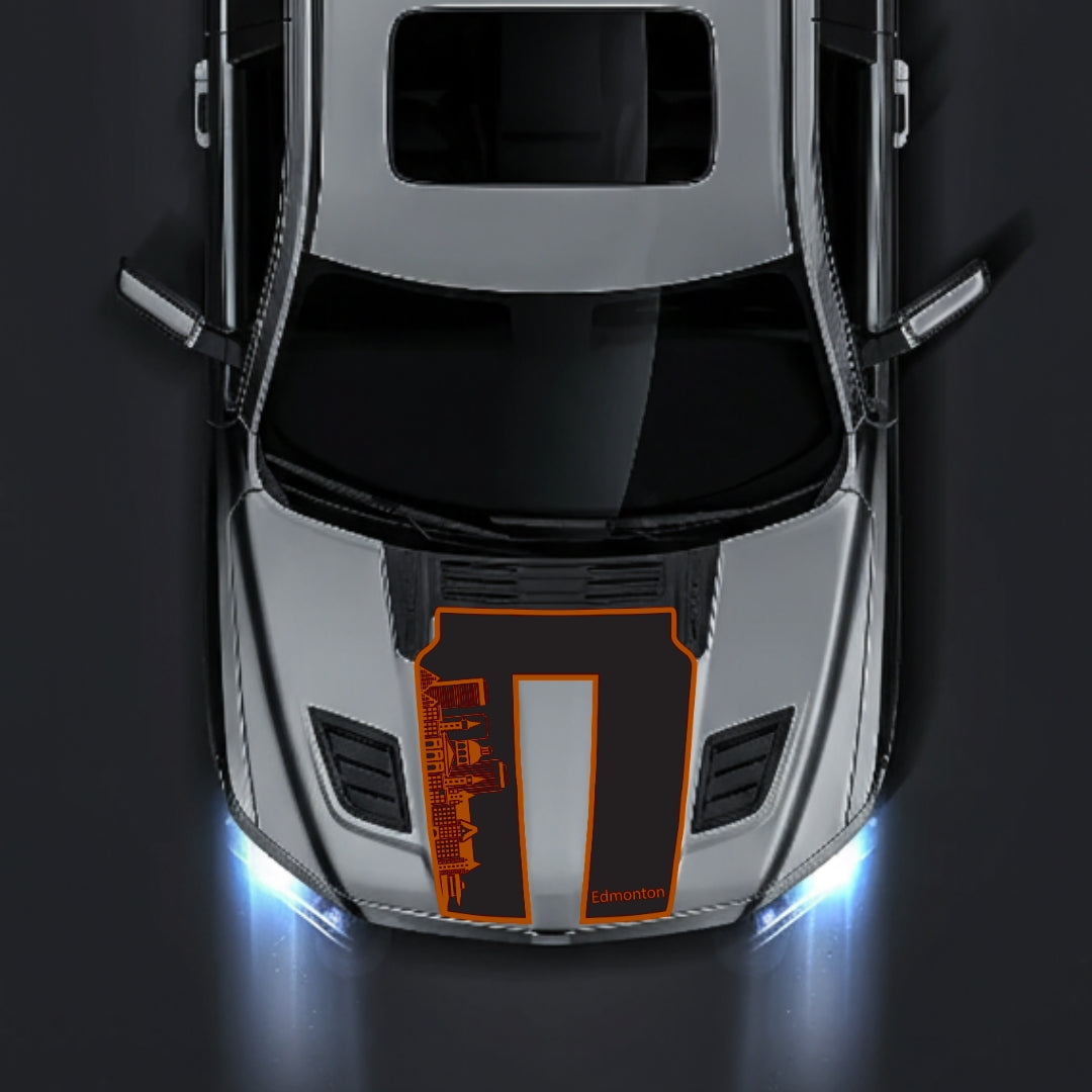 Performance Hood Panel Decal/Sticker - Edmonton Skyline - Border Graphic Kit - For Dodge RAM 1500 2019-2025 - Premium Vinyl