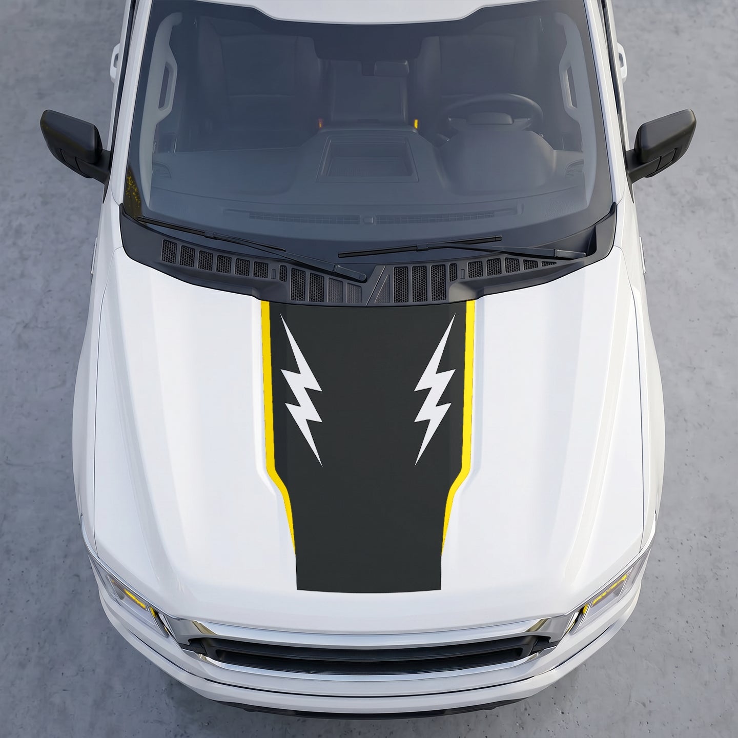 Hood Panel Decal/Sticker - Twin Lightning Bolts Hood Decal – Dual Side Lightning Strike Graphics Graphic Kit - For Ford F-150 F150 2015-2020 - Premium Vinyl