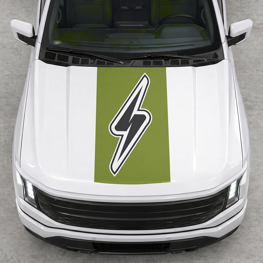 Hood Panel Decal/Sticker - Electric Solid Cut Graphic Decal Graphic Kit - For FORD F-150 2015-2020 - Premium Vinyl