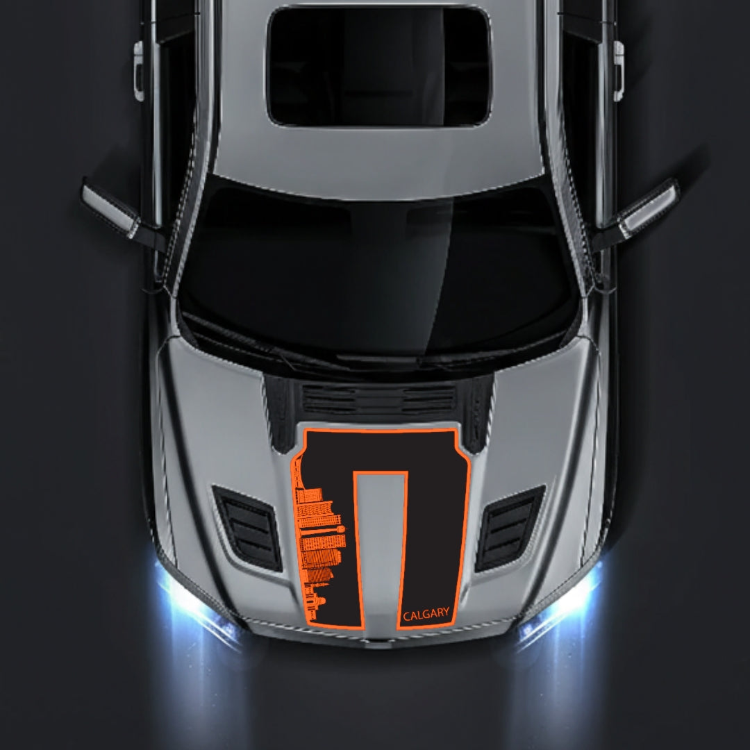 Hood Panel Decal/Sticker - Calgary Skyline - Border Graphic Kit - For Dodge RAM 1500 2019-2025 - Premium Vinyl