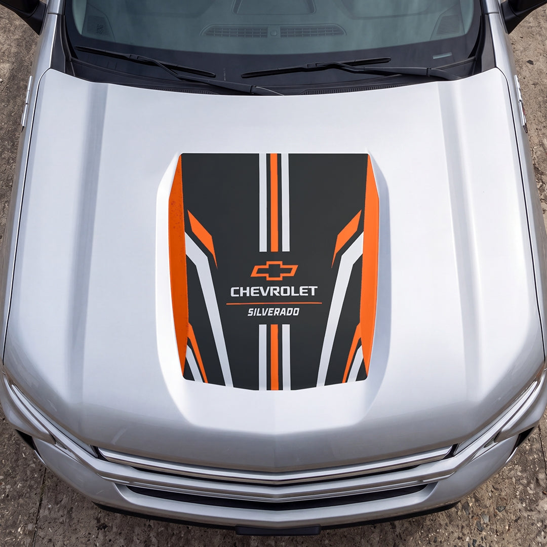 Hood Panel Decal/Sticker - Speed Graphic Decal Graphic Kit - For Chevrolet Silverado 2019-2024 - Premium Vinyl