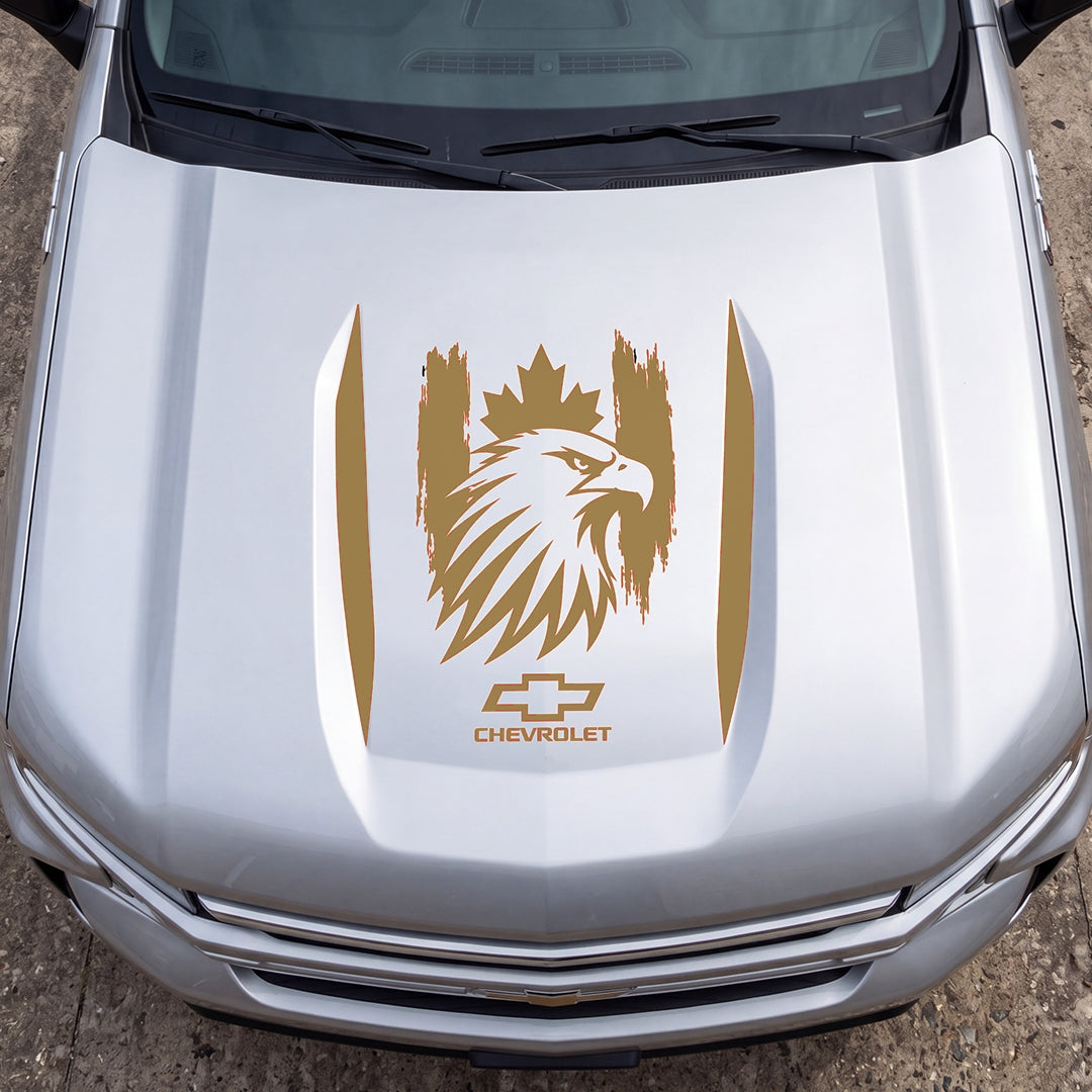 Hood Panel Decal/Sticker - Canadaian Eagle Head Graphic Decal Graphic Kit - For Chevrolet Silverado 2019-2024 - Premium Vinyl