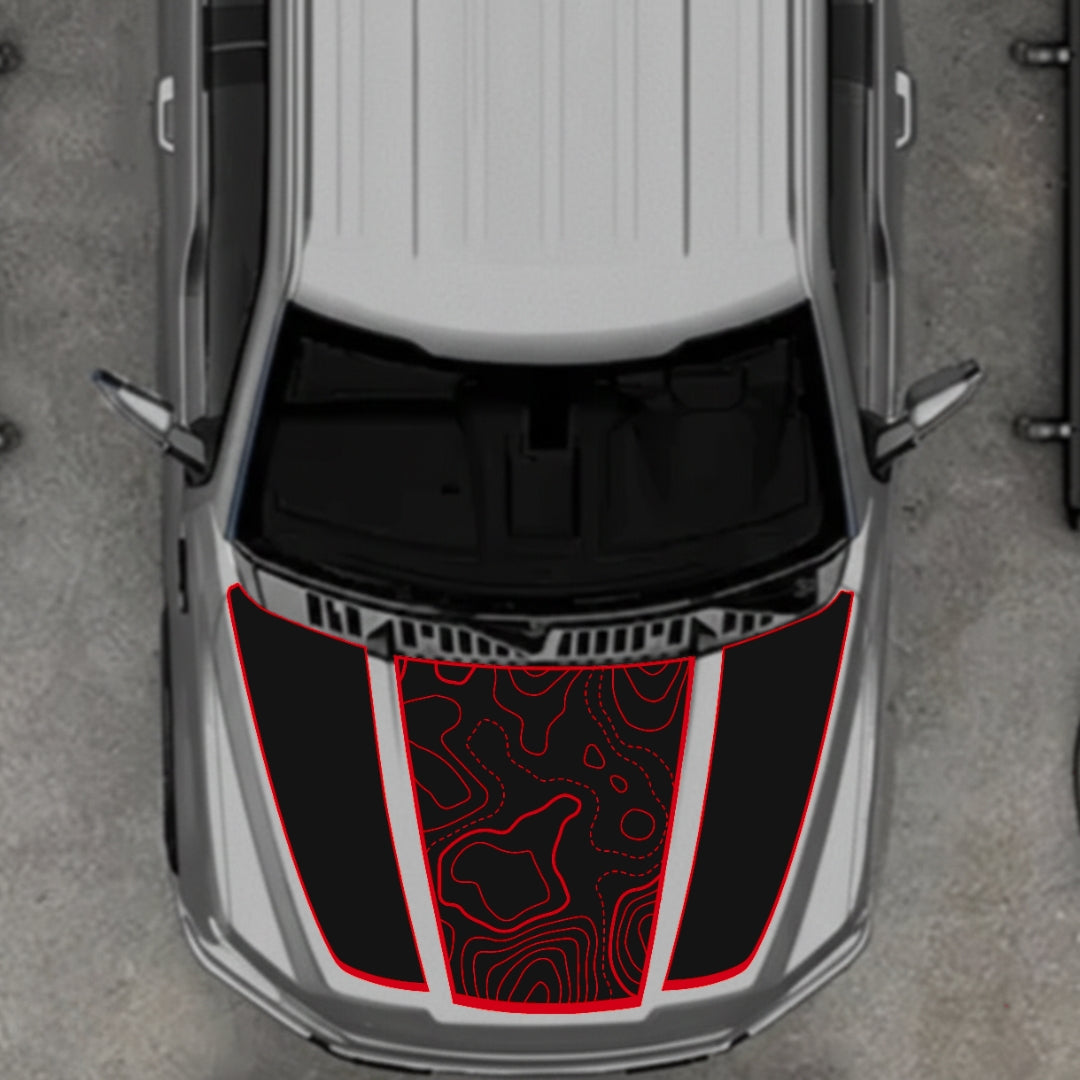 Hood Panel Decal/Sticker - Style 1 - Border Graphic Kit - For Ford F-150 2020-2026 - Premium Vinyl