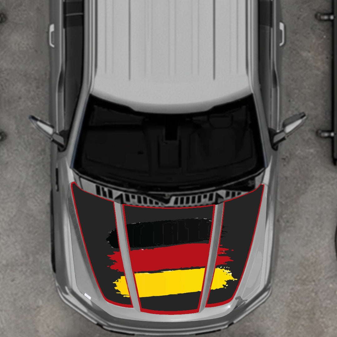 Hood Panel Decal/Sticker - Germany Flag - Border Graphic Kit - For Ford F-150 2020-2026 - Premium Vinyl