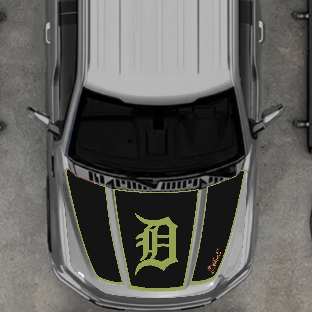 Hood Panel Decal/Sticker - Detroit Intial - Border Graphic Kit - For Ford F-150 2020-2026 - Premium Vinyl