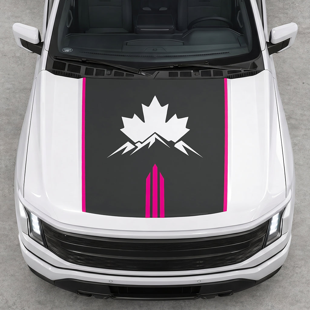 Hood Panel Decal/Sticker - Maple and Mountain Graphic Decal Graphic Kit - For Ford F-150 2015-2020 - Premium Vinyl